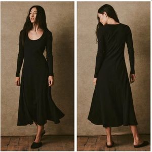 Buck Mason Surplus Rib Knit Scoop Neck Long Sleeve Dress